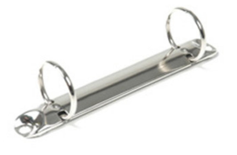 Herraje tamaño especial de dos argollas circulares con diámetro de 1 pulgada y separación de 8 cm. Acabado níquel plateado, base de 17 mm angosta y capacidad para 200 hojas. Empaque de 500 piezas, con compra mínima de 20 piezas por modelo. Herraje tamaño especial de dos argollas circulares con diámetro de 1 pulgada y separación de 8 cm. Acabado níquel plateado, base de 17 mm angosta y capacidad para 200 hojas. Empaque de 500 piezas, con compra mínima de 20 piezas por modelo.